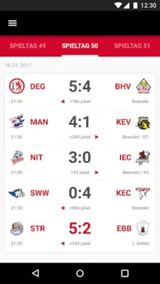 Deutsche Eishockey Liga android App screenshot 3